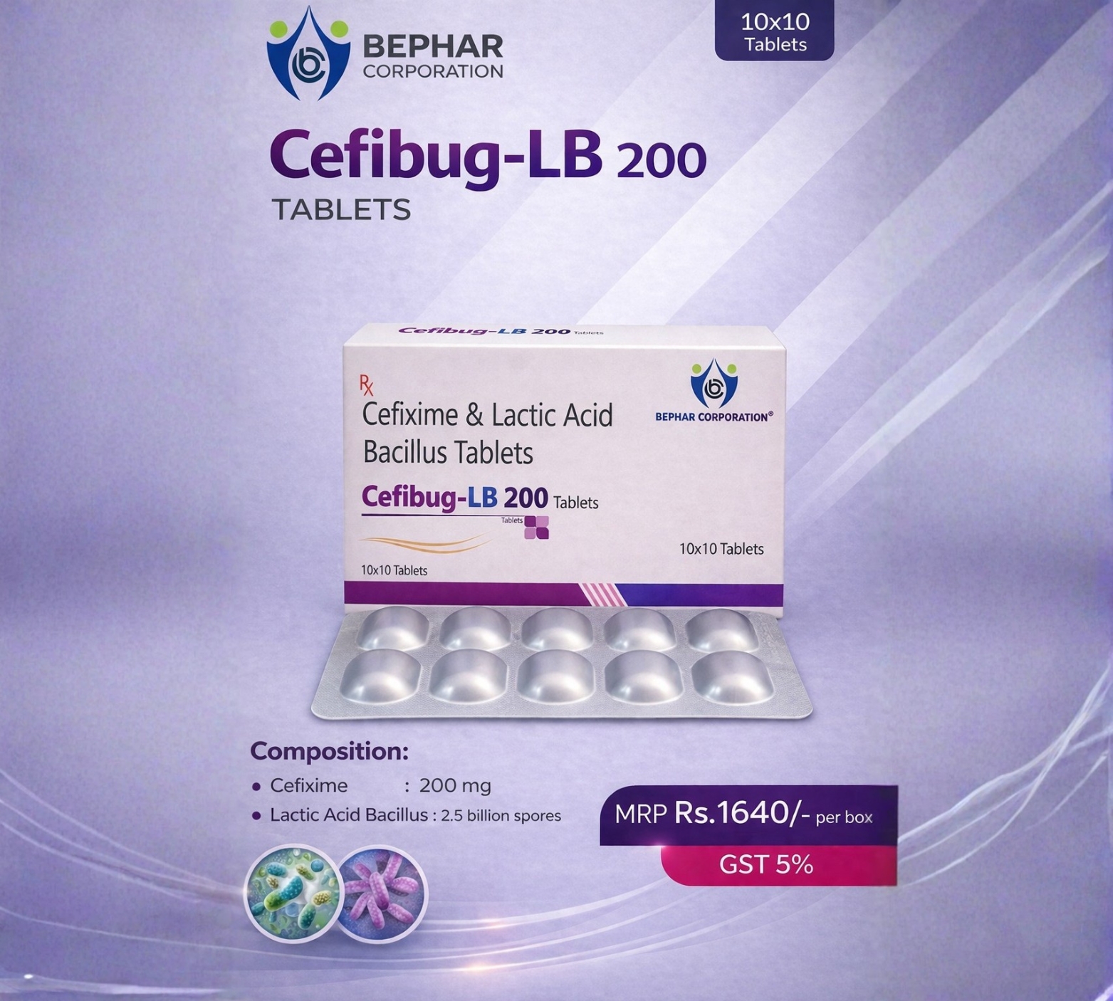 CEFIBUG-LB 200 Tablets- Cefixime and Lactic Acid Bacillus Tablets ...